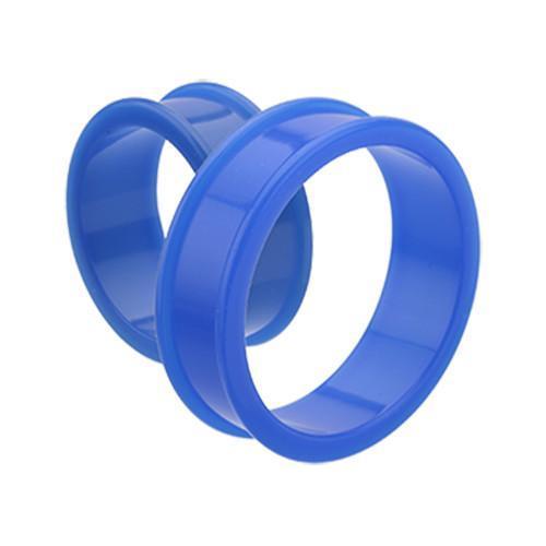 Blue Supersize Flexible Silicone Double Flared Ear Gauge Tunnel Plug - 1 Pair