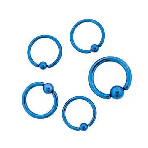 CAPTIVE BEAD RING Blue Titanium Captive Bead Ring - 1 Piece - Special -Rebel Bod-RebelBod