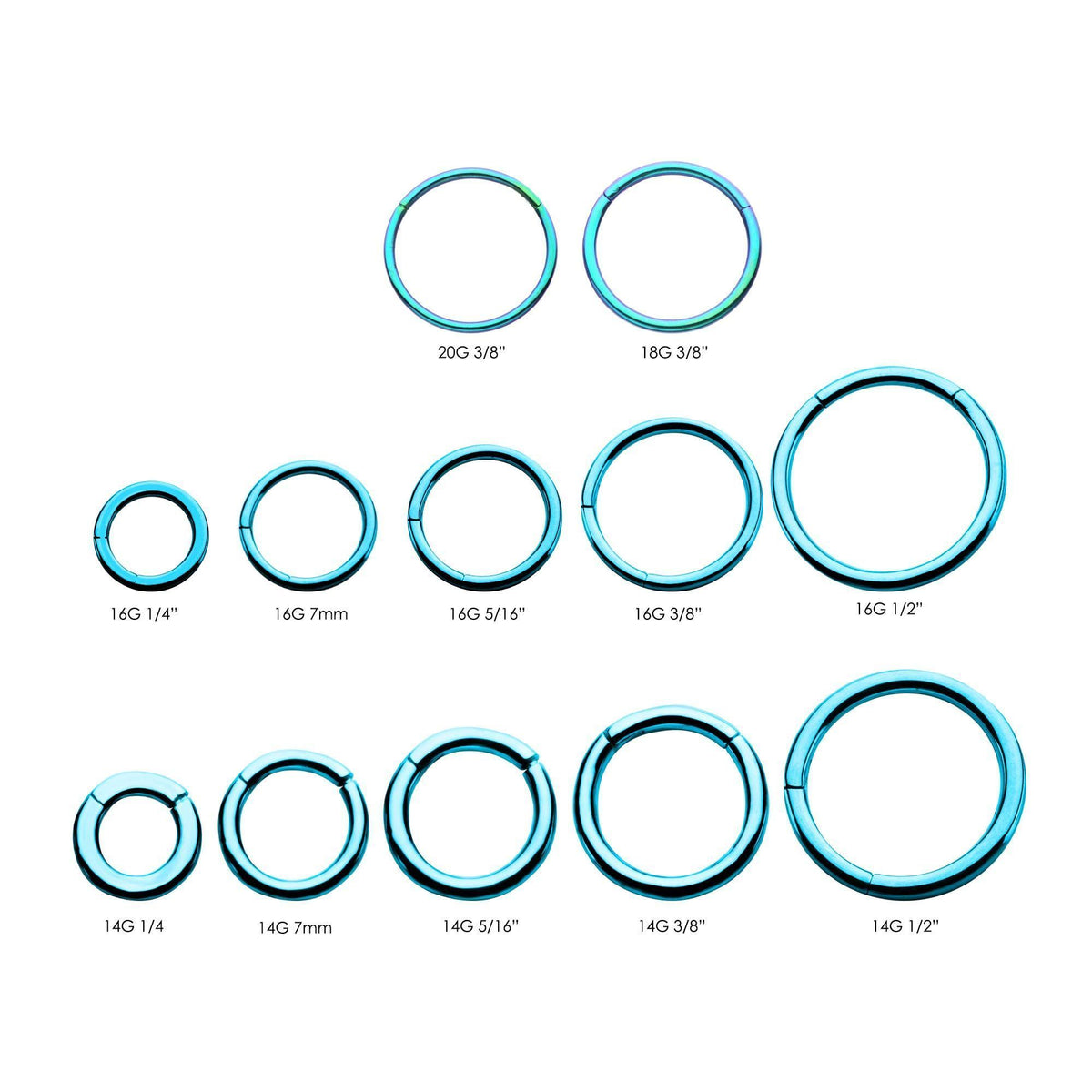 SEAMLESS CLICKER Blue Titanium Plated Hinged Segment Rings sbvsgrhb -Rebel Bod-RebelBod