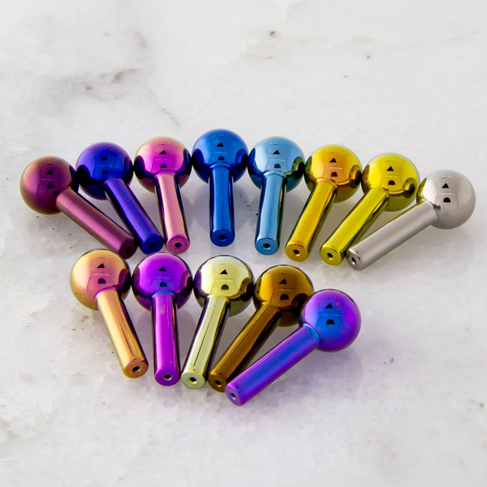 STRAIGHT BARBELL Blue Titanium Threadless Straight Barbell Post Only With Fixed Ball - 1 Piece - Special -Rebel Bod-RebelBod