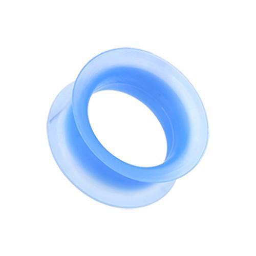 Tunnels - Double Flare Blue Ultra Thin Flexible Silicone Ear Skin Double Flared Tunnel Plug - 1 Pair -Rebel Bod-RebelBod