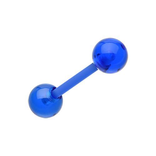 Blue UV Acrylic Flexible Shaft Barbell Tongue Ring