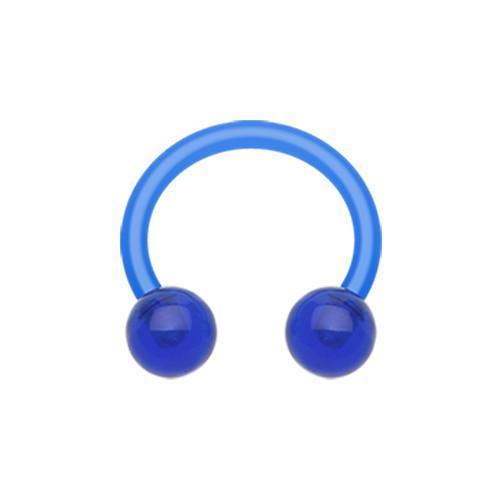 Blue UV Acrylic Flexible Shaft Horseshoe Circular Barbell