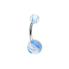 Blue/White Marble Pin Stripe Acrylic Belly Button Ring