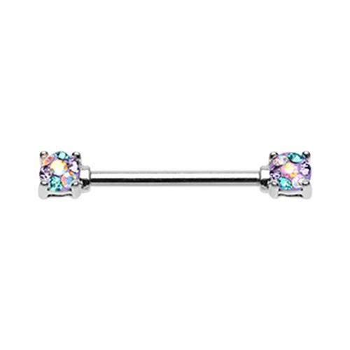 Bohemian Multi Color Sprinkle Dot Multi Gem Prong Set Nipple Barbell - 1 Piece