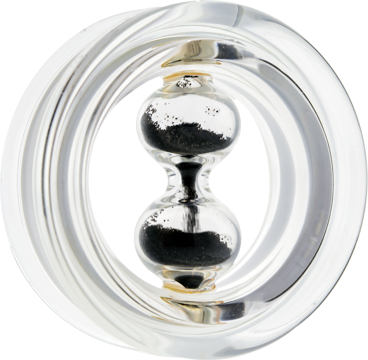 Tunnels - Double Flare Borosilicate Clear Glass Tunnels With Spinning Hourglass Inside - 1 Piece #SPLT# -Rebel Bod-RebelBod