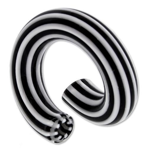 Borosilicate Glass Black And White Striped Ring - 1 Piece #SPLT#2