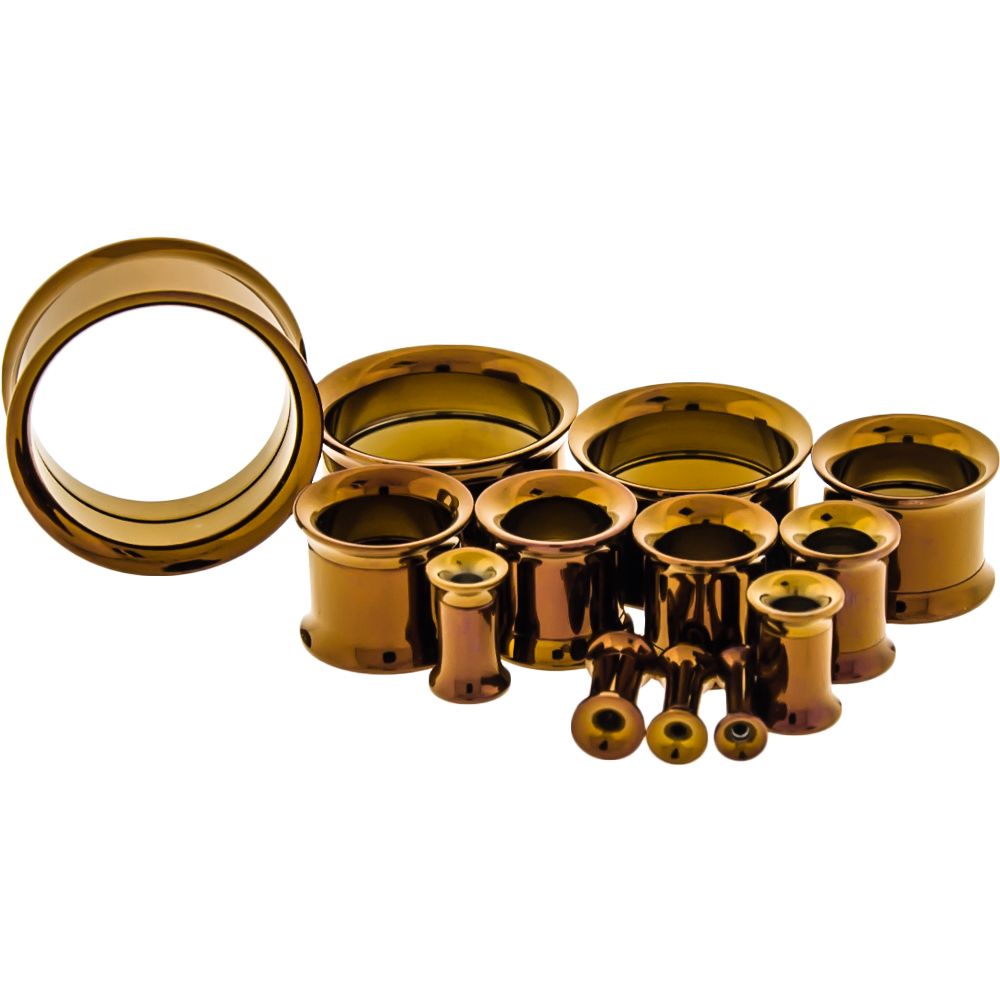 Tunnels - Double Flare Bronze Titanium Internally Threaded Double Flare Tunnels - 1 Piece - Special -Rebel Bod-RebelBod