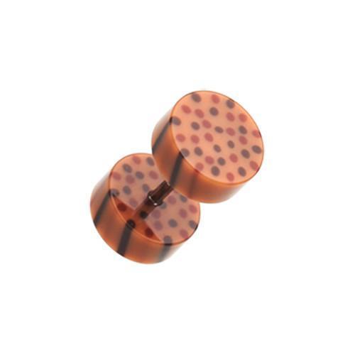 Brown/Black Coco Dots Acrylic Fake Plug - 1 Pair