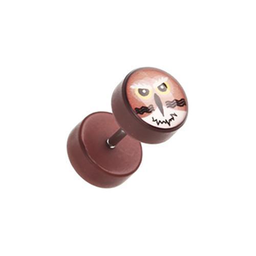 Brown Owl Acrylic Fake Plug - 1 Pair