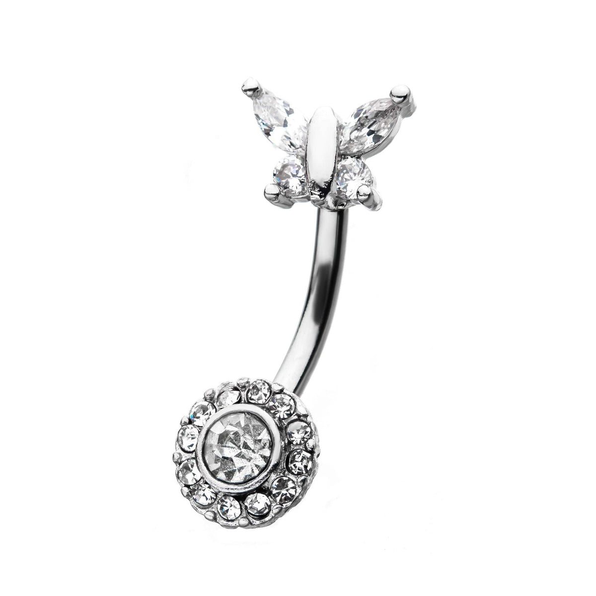 TBD-Belly Butterfly Crystal Fixed Navel rings -Rebel Bod-RebelBod