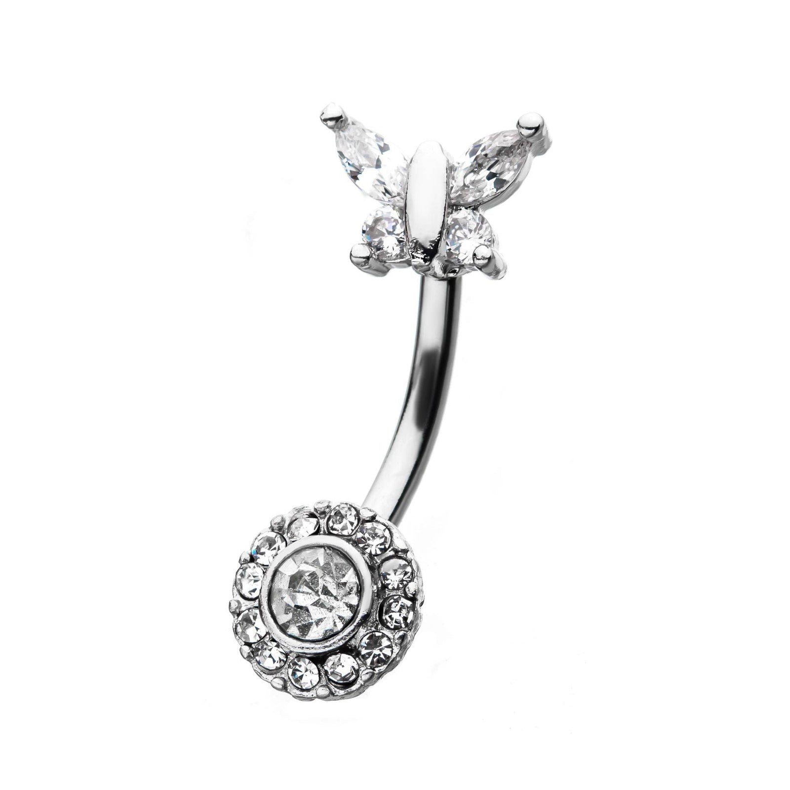 TBD-Belly Butterfly Crystal Fixed Navel rings -Rebel Bod-RebelBod