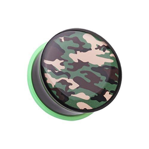 Camouflage Single Flared Ear Gauge Plug - 1 Pair