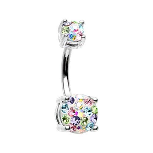 Candy Multi Sprinkle Dot Gem Prong Sparkle Belly Button Ring