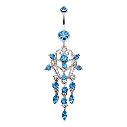 Capri Blue Chandelier Filigree Sparkle Belly Button Ring