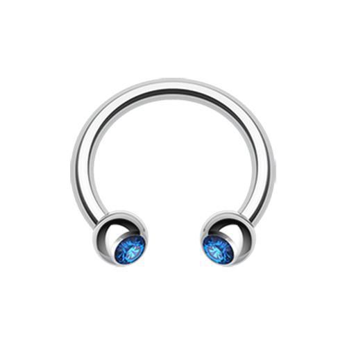 Capri Blue Gem Ball Horseshoe Circular Barbell