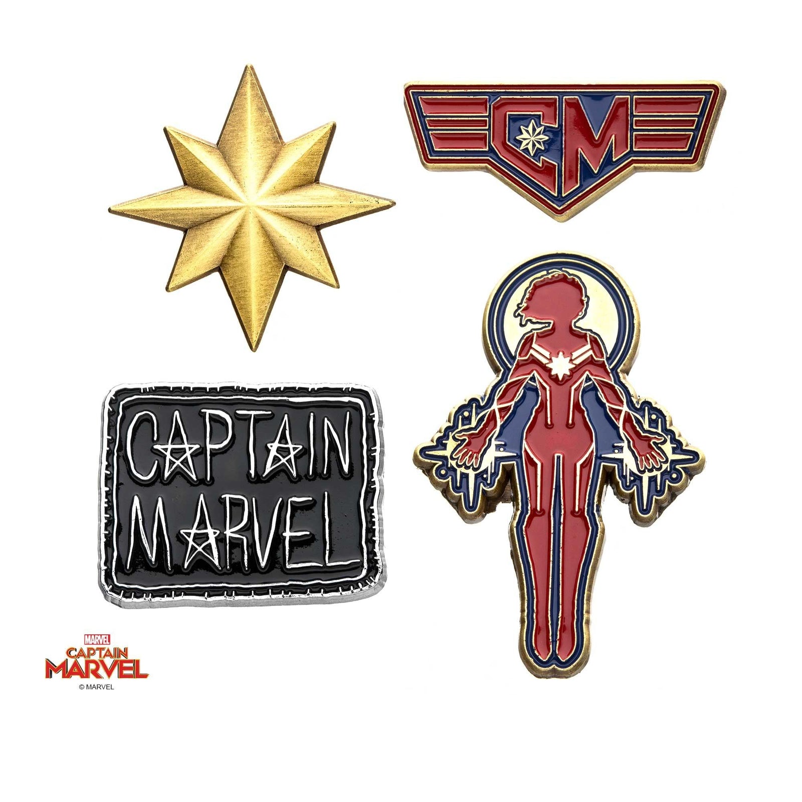MARVEL Captain Marvel Enamel Lapel Pin Set (4 piece) -Rebel Bod-RebelBod