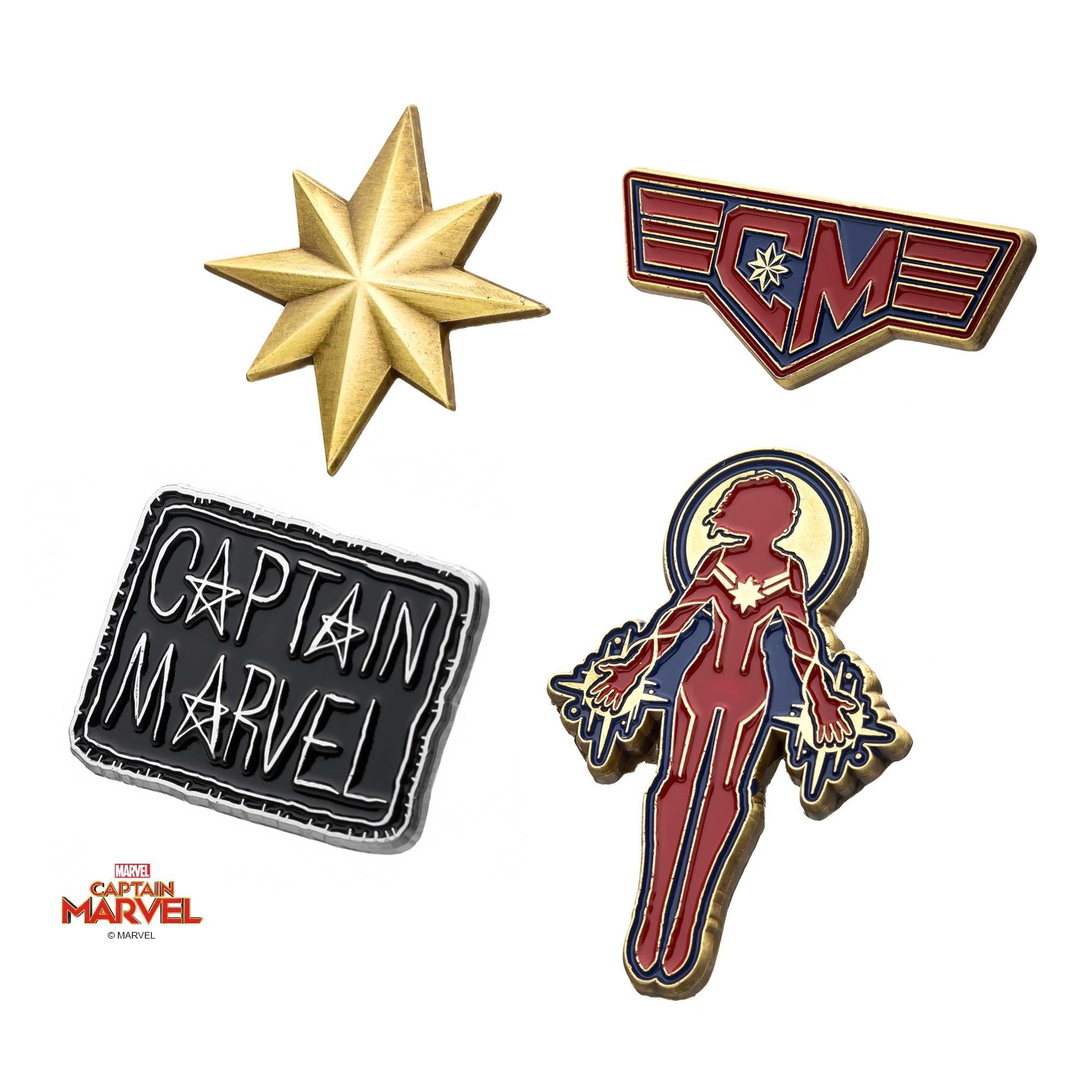 MARVEL Captain Marvel Enamel Lapel Pin Set (4 piece) -Rebel Bod-RebelBod