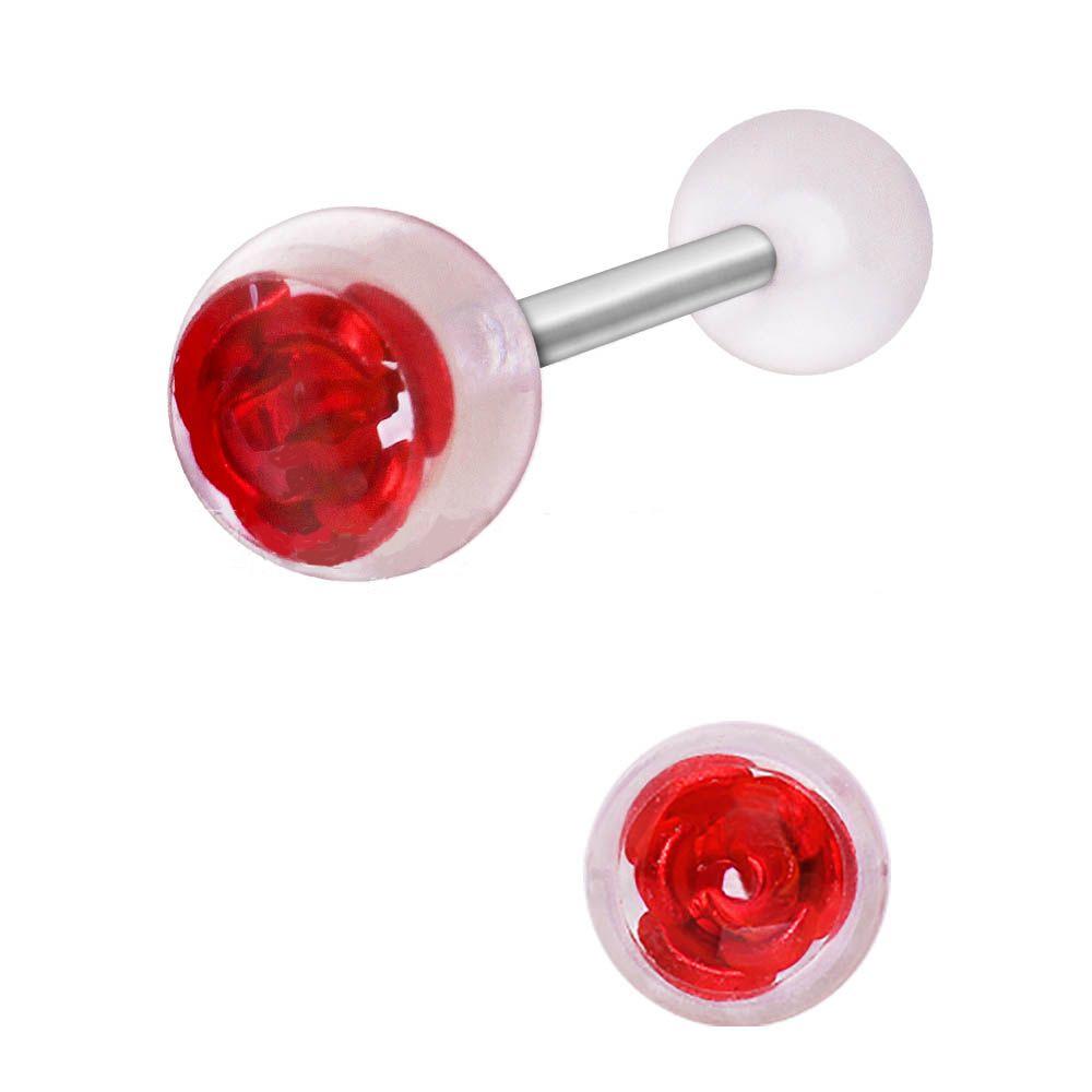 STRAIGHT BARBELL Captured Metal Rose UV Acrylic Ball Barbell -Rebel Bod-RebelBod