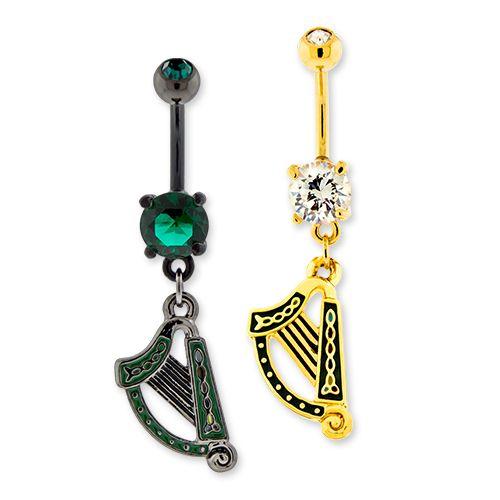 Belly Ring - No Dangle Celtic Harp Navel Ring - 1 Piece -Rebel Bod-RebelBod