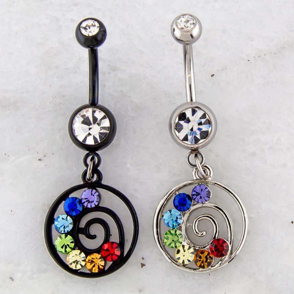 Belly Ring - No Dangle Chakra Swirl Navel Ring - 1 Piece -Rebel Bod-RebelBod