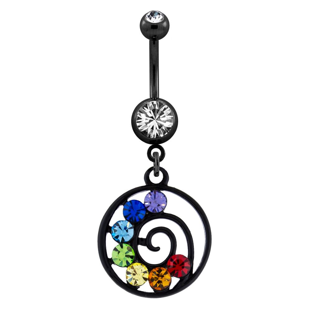 Belly Ring - No Dangle Chakra Swirl Navel Ring - 1 Piece -Rebel Bod-RebelBod