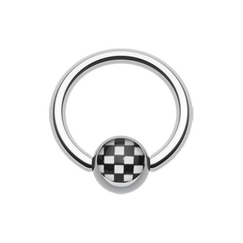 Checker Ball Logo Ball Captive Bead Ring