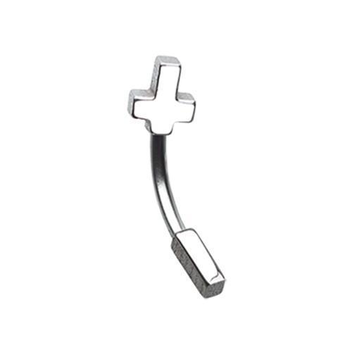 Classic Cross Curved Barbell Eyebrow Ring