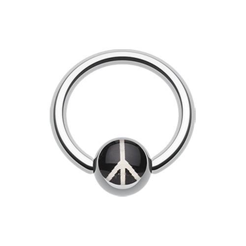 Classic Peace Logo Ball Captive Bead Ring