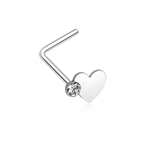 Clear Adorable Heart Sparkle L-Shaped Nose Ring