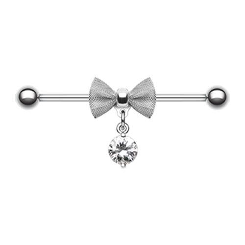 Clear Adorable Mesh Bow-Tie Industrial Barbell - 1 Piece