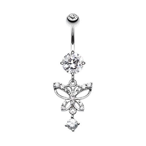 Clear Alluring Butterfly Belly Button Ring