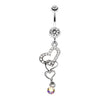 Clear Alluring Jeweled Heart Belly Button Ring