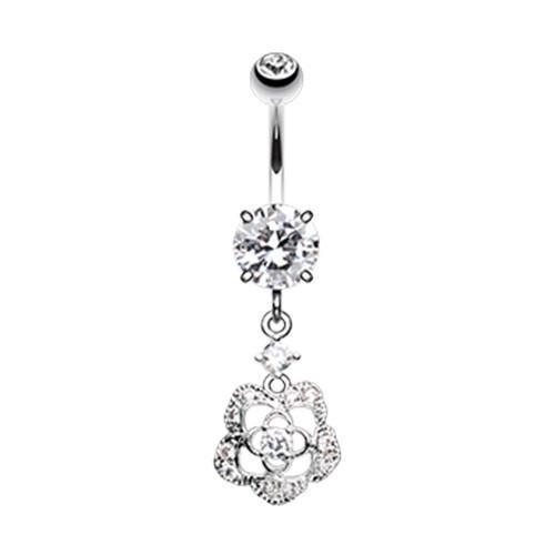 Clear Alluring Rose Belly Button Ring