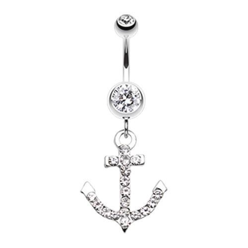 Clear Anchor Gem Sparkle Belly Button Ring