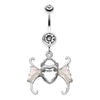 Clear Angel Heart Wing Sparkle Belly Button Ring
