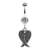 Clear Angel Wing Heart Belly Button Ring