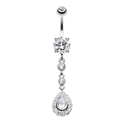 Clear Angelic Gem Cascading Belly Button Ring