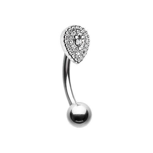 Clear Aria Sparkle Teardrop Curved Barbell Eyebrow Ring
