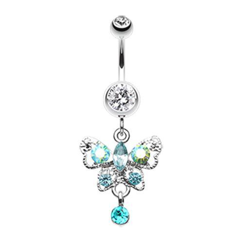 Clear/Aurora Borealis Butterfly Gleam Belly Button Ring