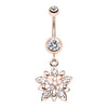 Clear/Aurora Borealis Rose Gold Flower Cluster Belly Button Ring
