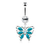Clear/Aurora Borealis/Turquoise Vintage Turquoise Butterfly Belly Button Ring