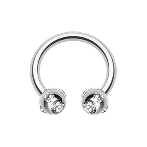 Clear Aurora Gem Ball Horseshoe Circular Barbell