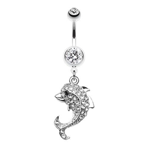 Clear Baby Dolphin Belly Button Ring