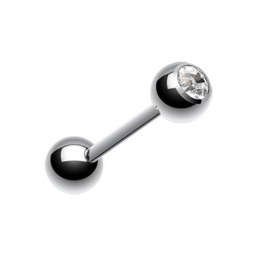 Clear Gem Ball Barbell Tongue Ring