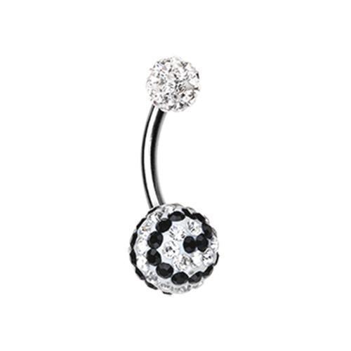 Clear/Black Dazzling Spiral Multi-Sprinkle Dot Belly Button Ring