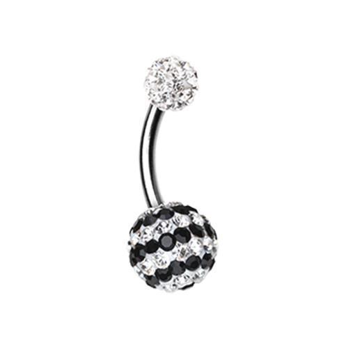 Clear/Black Dazzling Stripes Multi-Sprinkle Dot Belly Button Ring