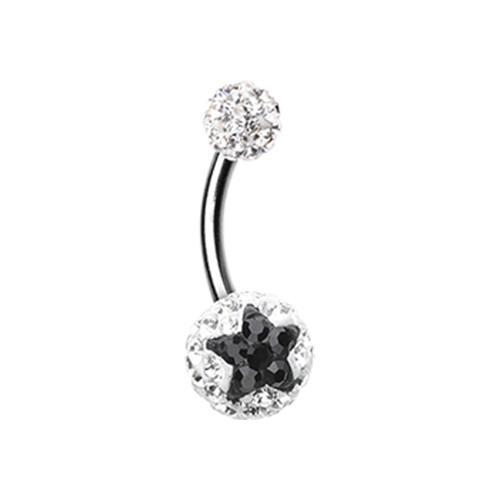 Clear/Black Shining Star Multi-Sprinkle Dot Belly Button Ring