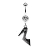 Clear Black Stiletto High Heel Belly Button Ring