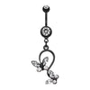 Clear Black Butterfly Gem Loop Belly Button Ring